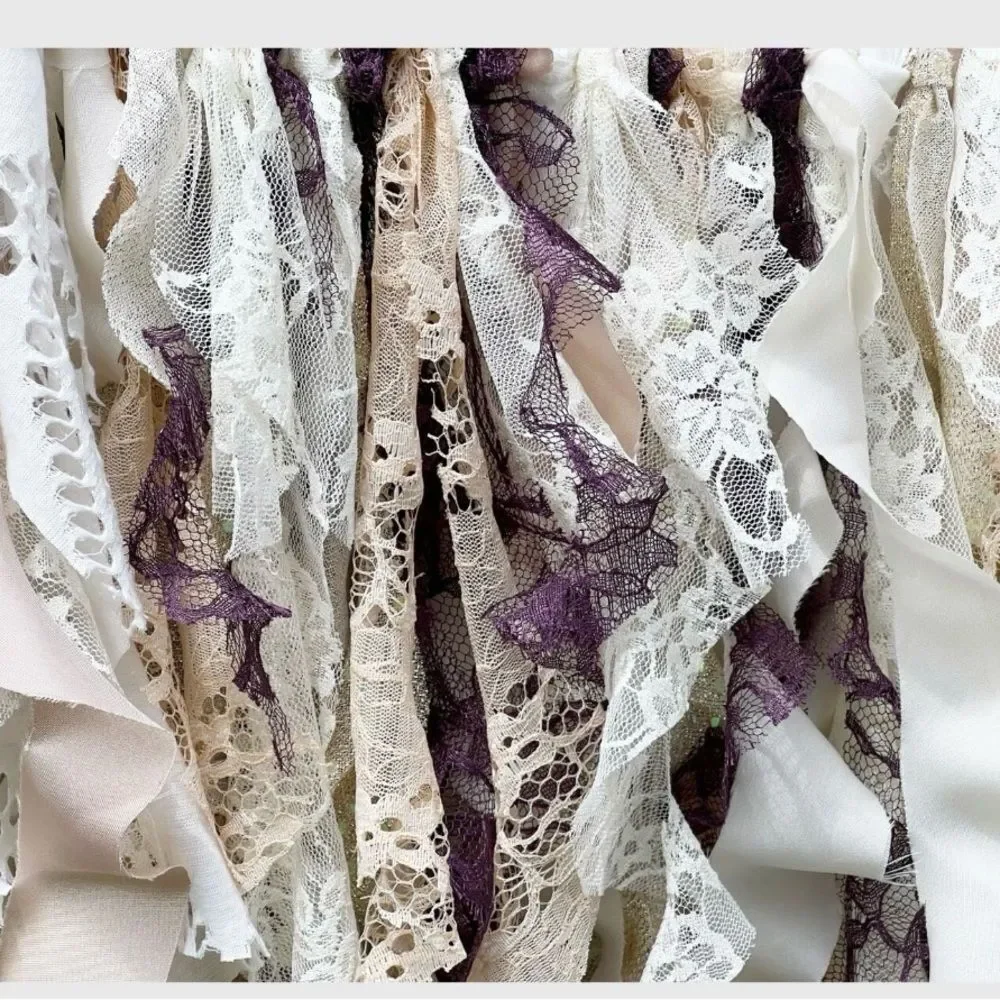 Boho Cream and Purple Fabric Garland